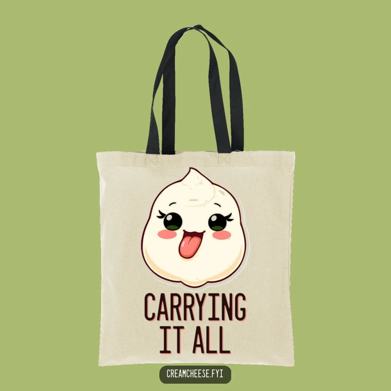 Funny Cream Cheese Tongue Out Tote Bag: Playful Dollop Carry-All Gift