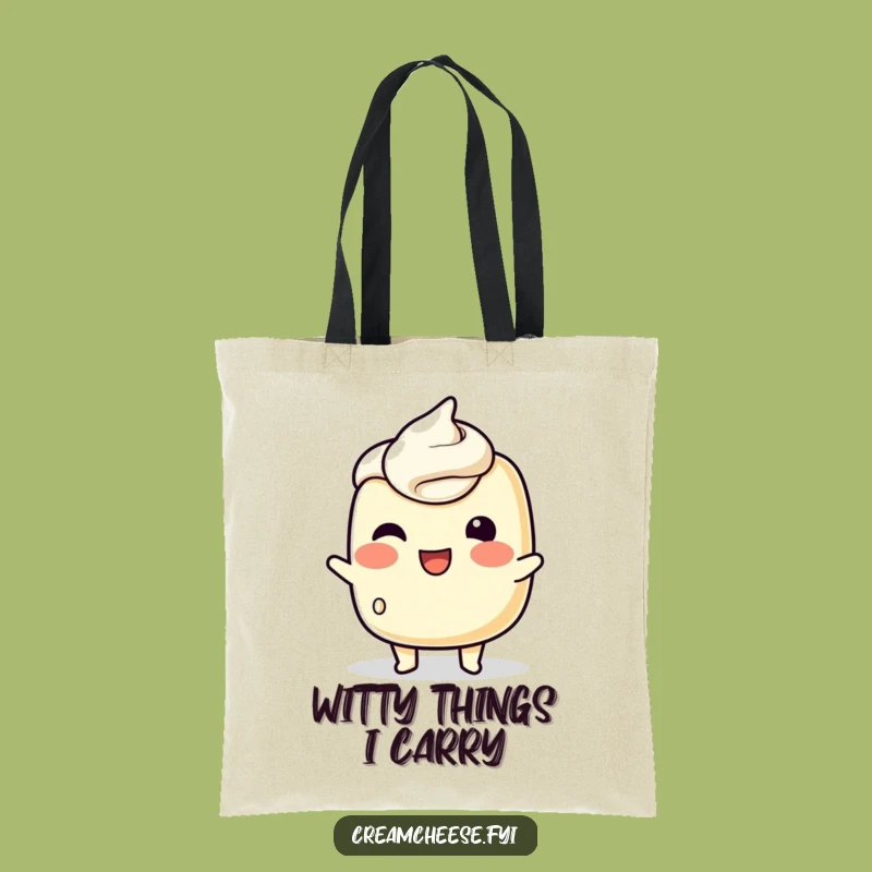 Funny Cream Cheese Wink Tote Bag: Carry Your Playful Charm