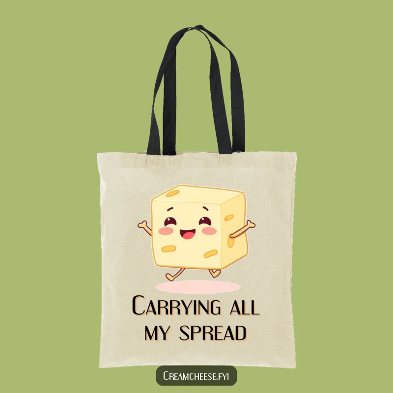 Funny Skipping Cream Cheese Tote Bag - Quirky Character Carryall Funny Gift