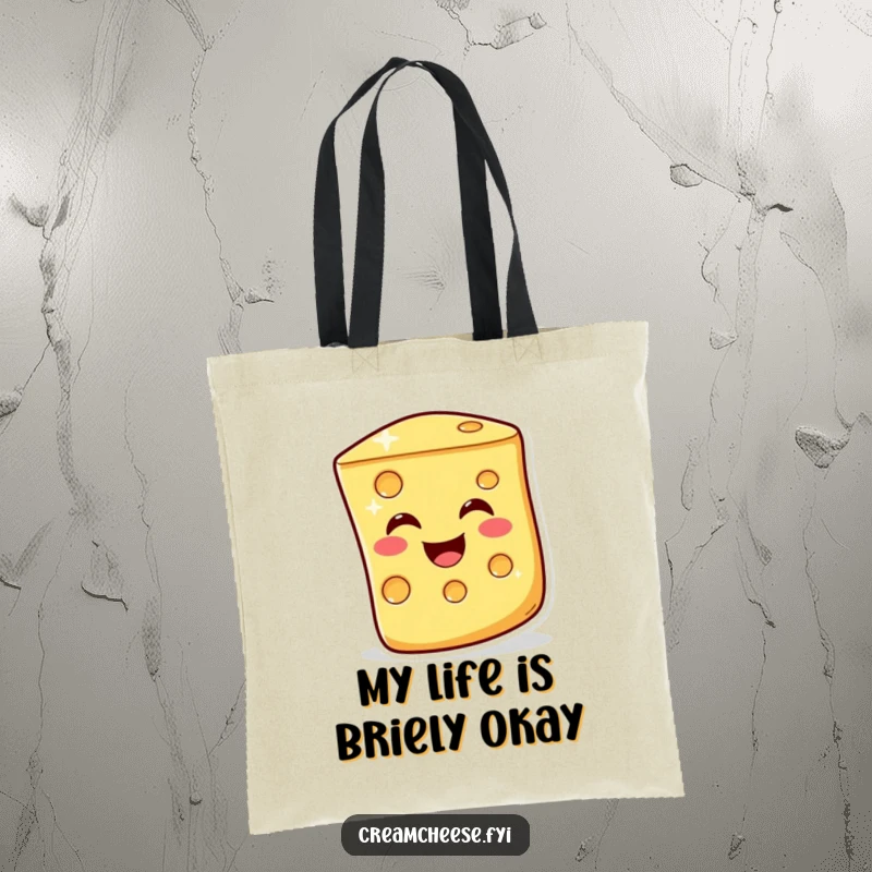 Funny Tote Bag: A jovial cheese slice with a warm, cheesy wink offers a humorous and stylish way to carry belongings.