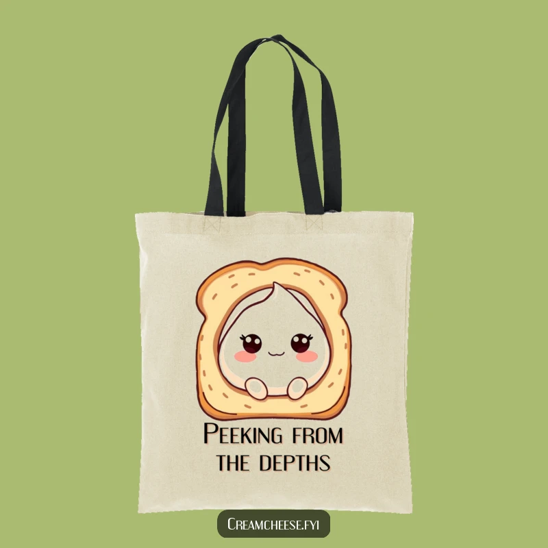 Funny Cream Cheese Peek Tote Bag: Bubbly Character, Chic Hilarious Carry-All Gift